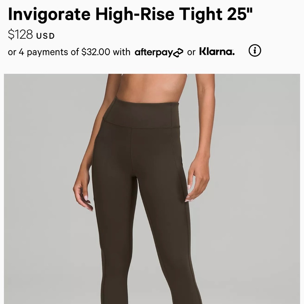 Invigorate High-Rise Tight 25" Size 4 BLACK